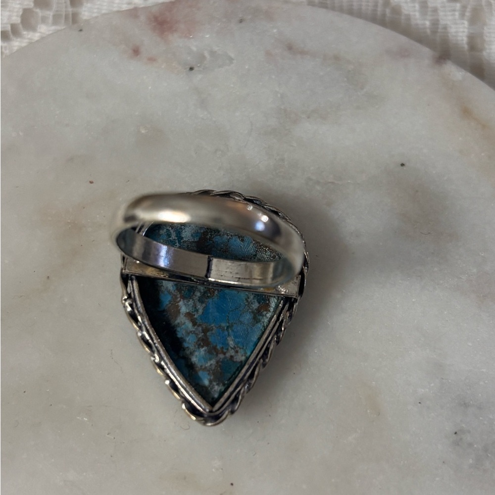 Turquoise Teardrop Silver Ring - Picture 3 of 4